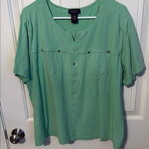 Rafaella Green Short Sleeve Top 2X